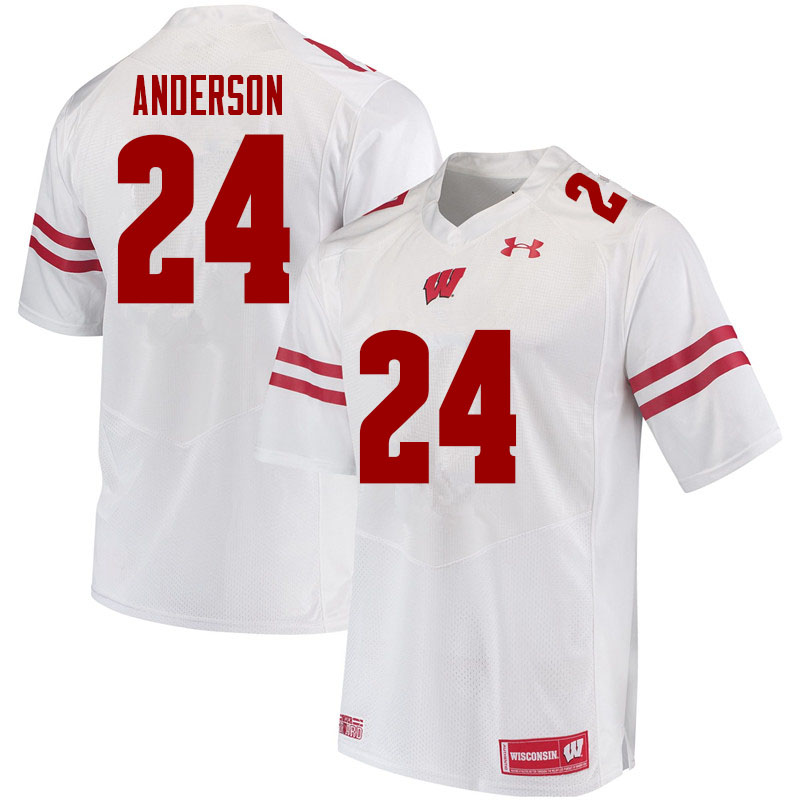 Wisconsin Badgers Men's #24 Haakon Anderson NCAA Under Armour Authentic White College Stitched Football Jersey QV40G48HL
